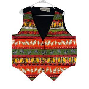 Vintage Basic Editions Suit Vest Mens XL Halloween Ghosts Cats Pumpkin FAST SHIP